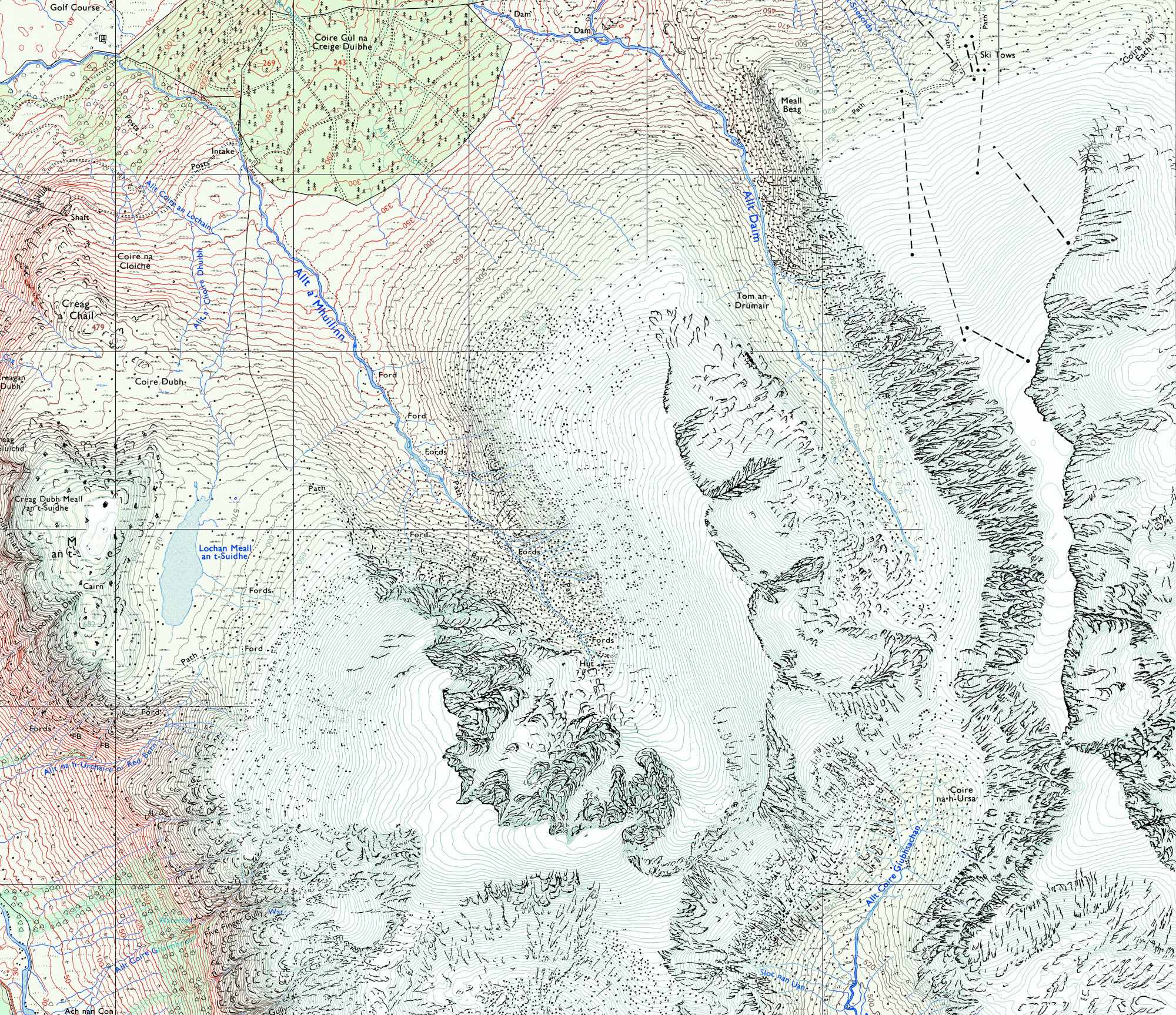 Ben Nevis winter map